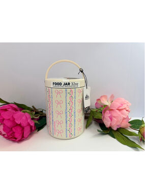 HydraPeak 32oz Insulated Food Jar Pink Bow Print NWT